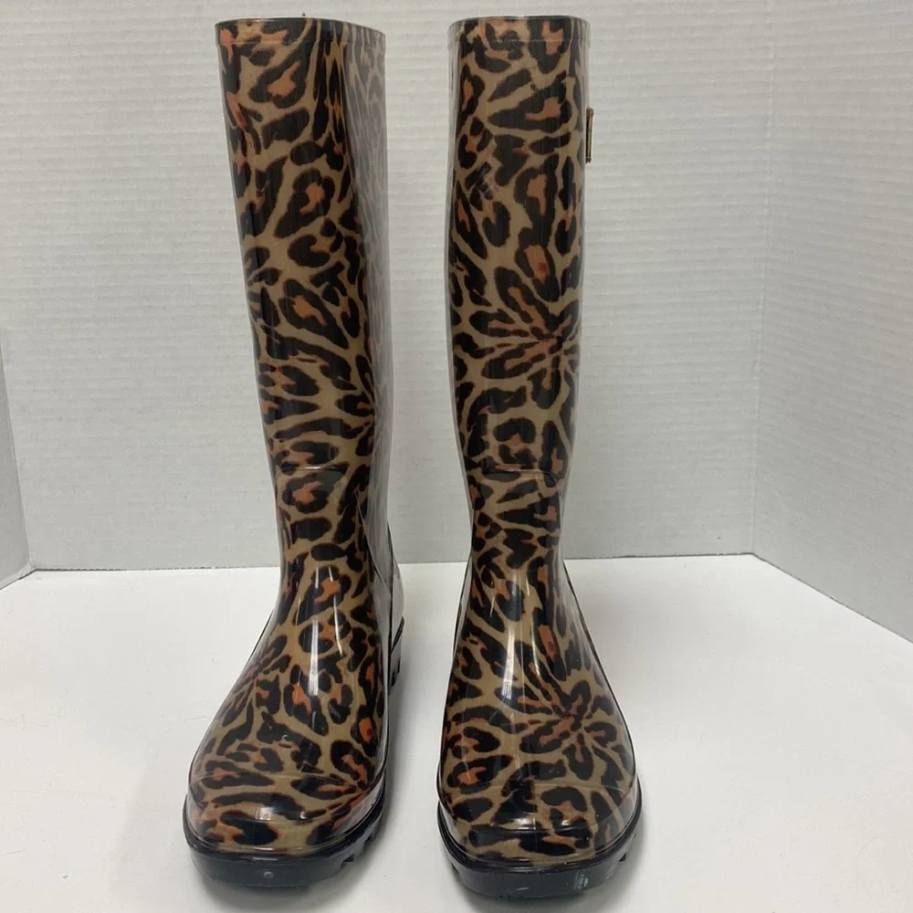 Nicole Miller Leopard Print Waterproof Boots